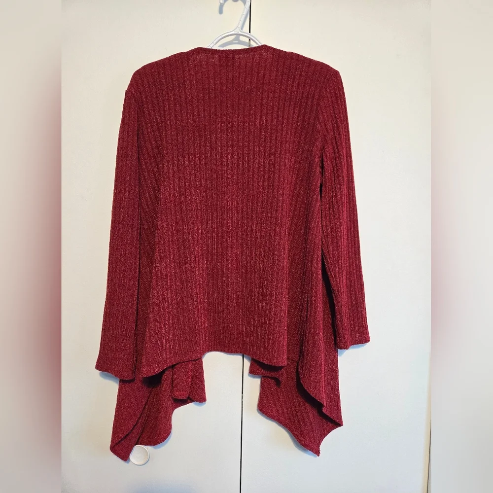 Impulsive Wine Hi-Lo Open Cardigan - Picture 6 of 6